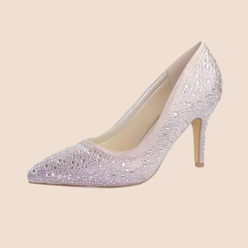 ESCARPINS ROSES STRASS MONACO WHITE LADY