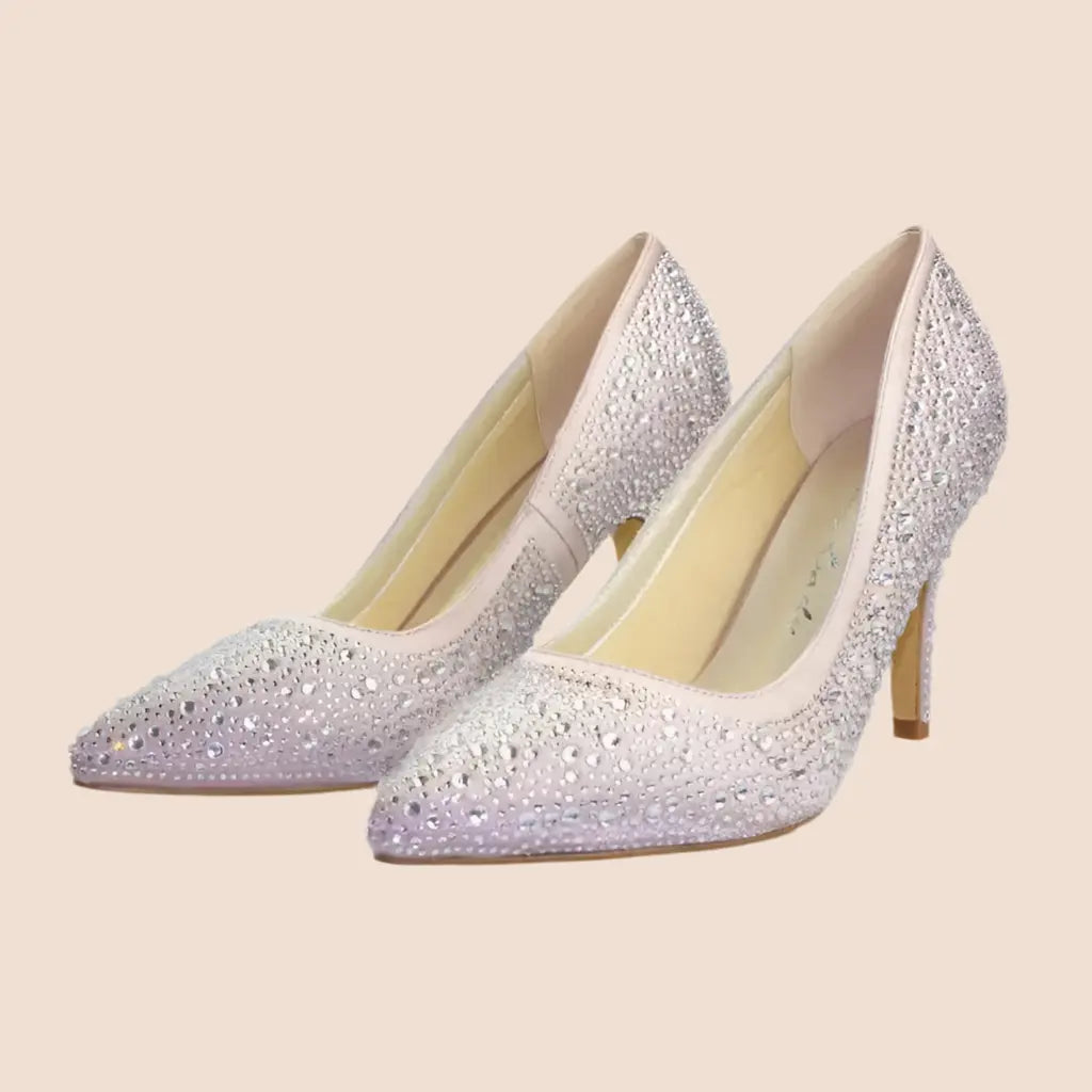ESCARPINS ROSES STRASS MONACO WHITE LADY