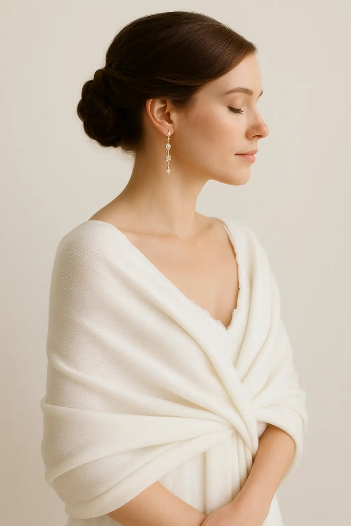 ÉTOLE DE MARIÉE 100 % CACHEMIRE BLANC IVOIRE- TOSCANE Assia di Brunetti Federica e C. s.a.s.