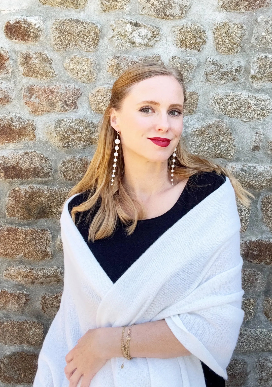 ÉTOLE POUR MARIAGE OU COCKTAIL EN LAINE/CACHEMIRE ET VISCOSE EN BLANC IVOIRE - CAPRI Assia di Brunetti Federica e C. s.a.s.