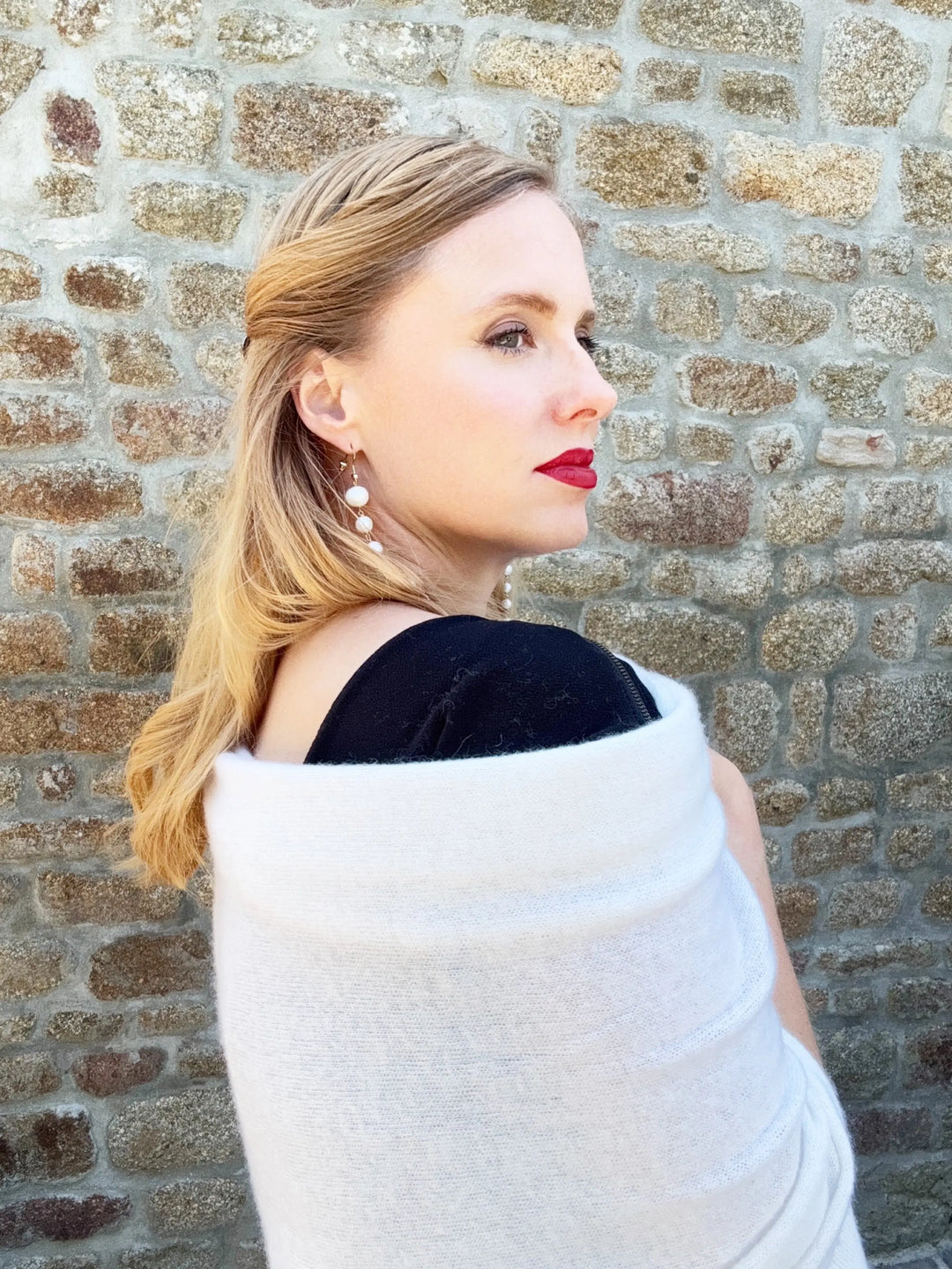 ÉTOLE POUR MARIAGE OU COCKTAIL EN LAINE/CACHEMIRE ET VISCOSE EN BLANC IVOIRE - CAPRI Assia di Brunetti Federica e C. s.a.s.