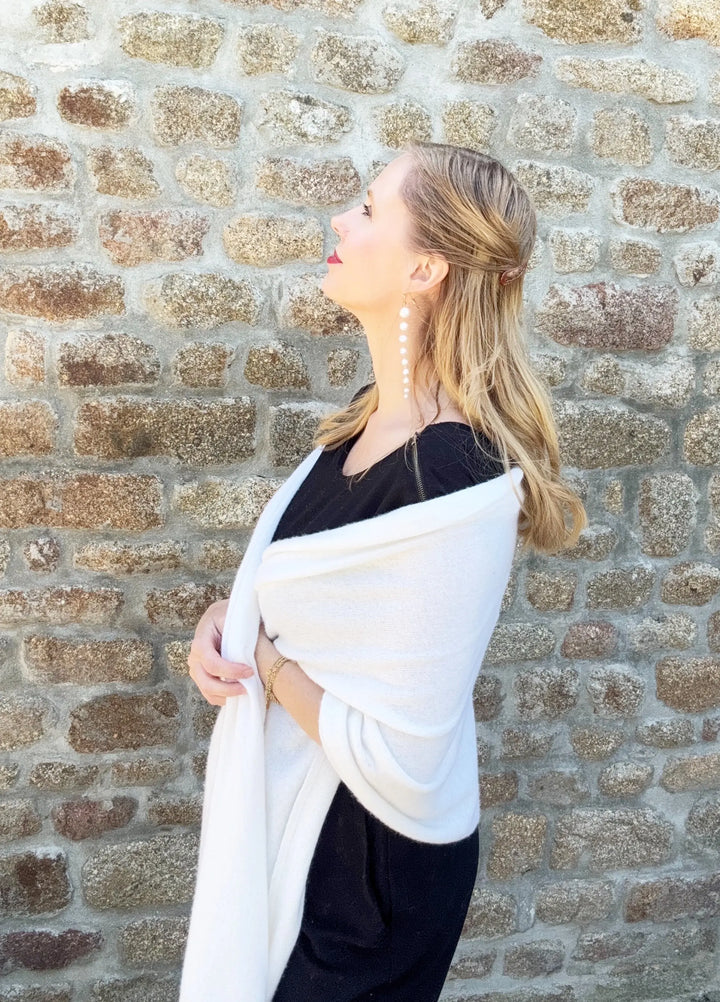 ÉTOLE POUR MARIAGE OU COCKTAIL EN LAINE/CACHEMIRE ET VISCOSE EN BLANC IVOIRE - CAPRI Assia di Brunetti Federica e C. s.a.s.