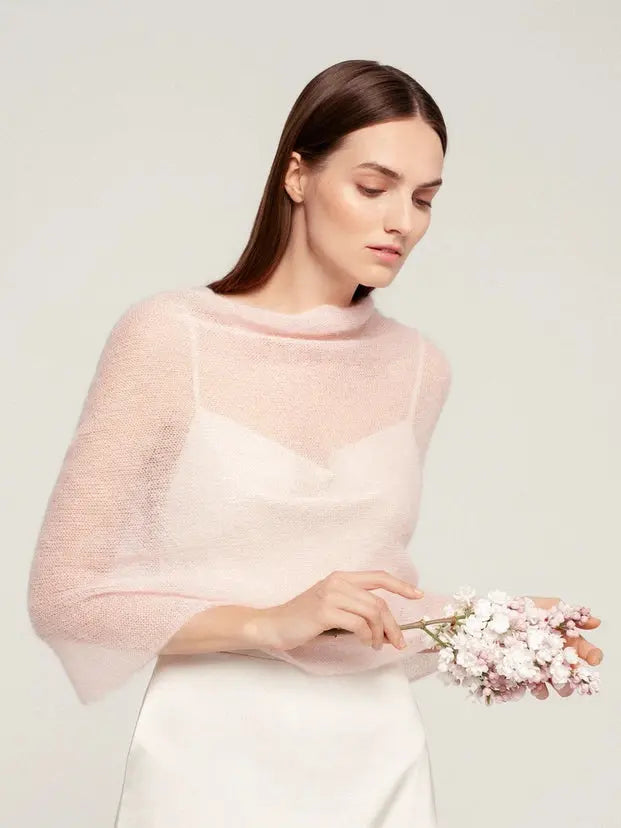 ÉTOLE TUBE MARIÉE EN MOHAIR BLANC IVOIRE OU ROSE BLUSH - EMMA WOOL HOUSE