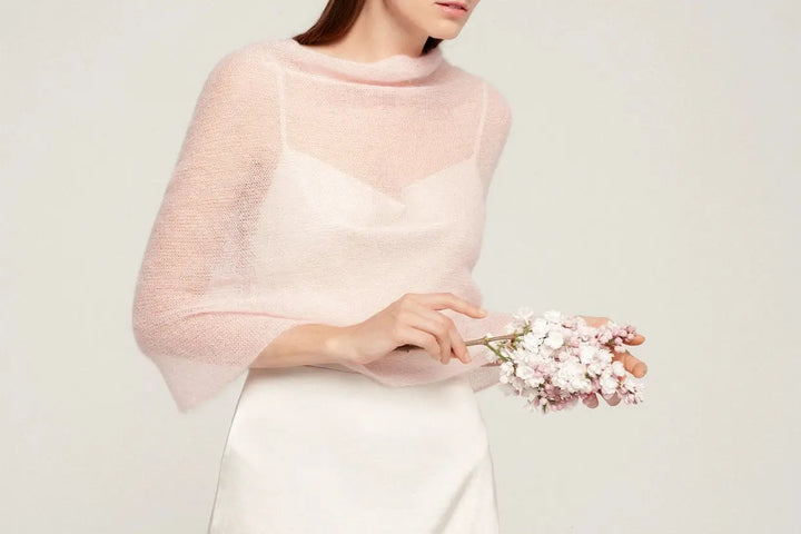 ÉTOLE TUBE MARIÉE EN MOHAIR BLANC IVOIRE OU ROSE BLUSH - EMMA WOOL HOUSE