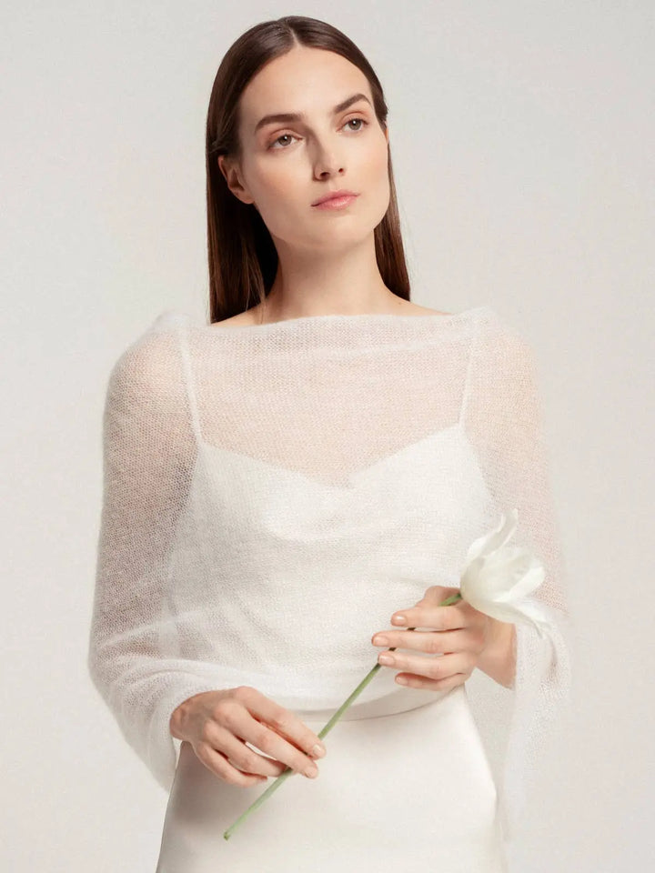 Étole de mariage moderne en mohair / EMMA: Off White 605 / XS / S / M WOOL HOUSE