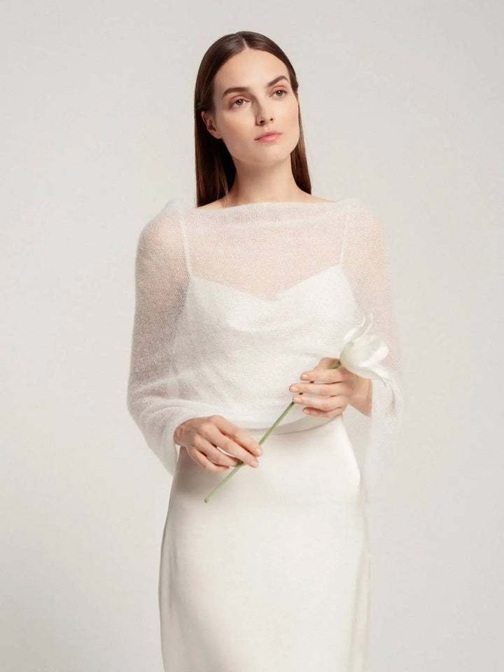 Étole de mariage moderne en mohair / EMMA: Off White 605 / XS / S / M WOOL HOUSE