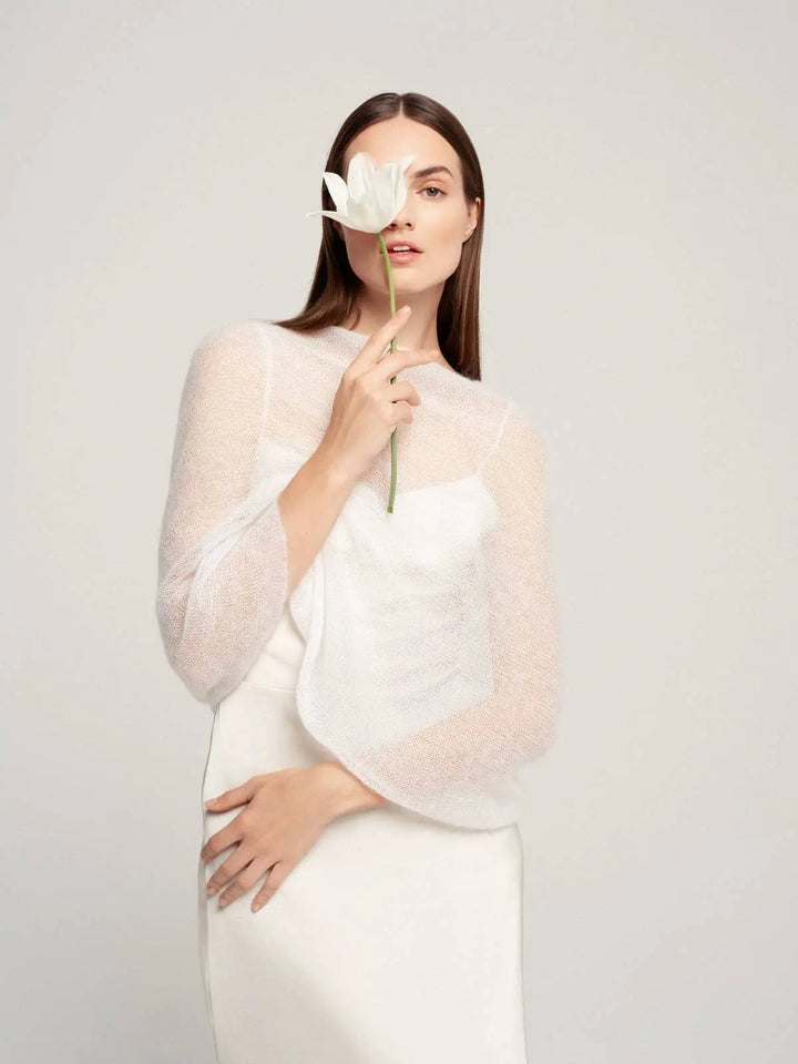 Étole de mariage moderne en mohair / EMMA: Off White 605 / XS / S / M WOOL HOUSE