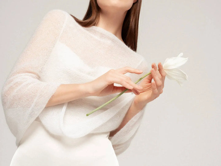 Étole de mariage moderne en mohair / EMMA: Off White 605 / XS / S / M WOOL HOUSE