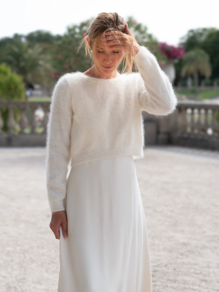 GILET MARIÉE REVERSIBLE PAULINE - ANGORA IVOIRE CHIC POUR MARIAGE D'HIVER Adepte