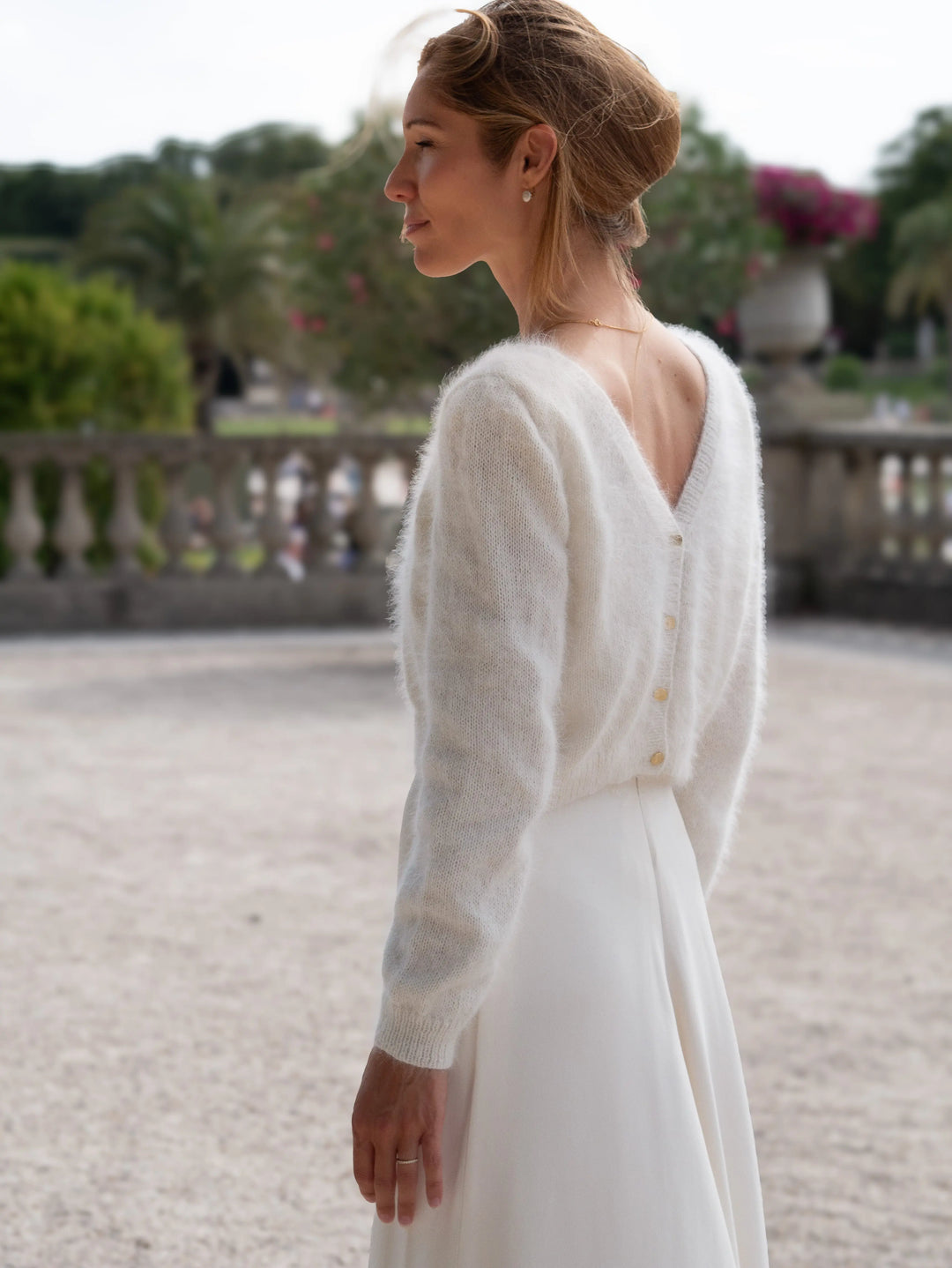 GILET MARIÉE REVERSIBLE PAULINE - ANGORA IVOIRE CHIC POUR MARIAGE D'HIVER Adepte