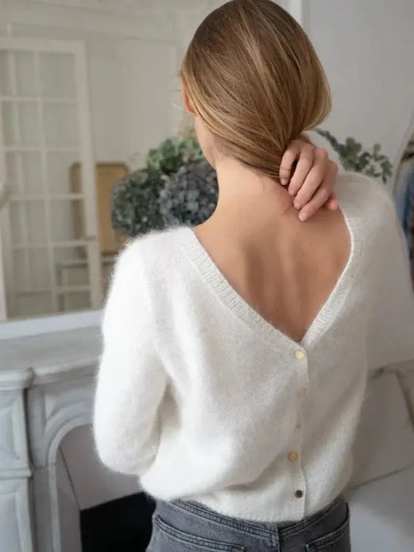 GILET MARIÉE REVERSIBLE PAULINE - ANGORA IVOIRE CHIC POUR MARIAGE D'HIVER Adepte