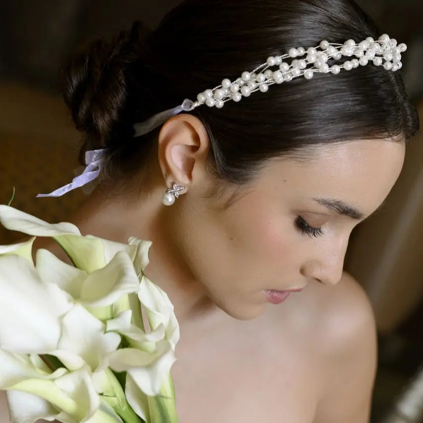 HEADBAND DE MARIÉE CLASSIQUE EN PERLES PLAQUÉ ARGENT HB7006S G.Westerleigh