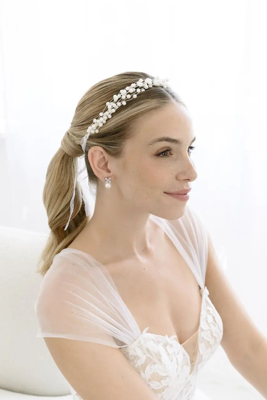 HEADBAND DE MARIÉE CLASSIQUE EN PERLES PLAQUÉ ARGENT HB7006S G.Westerleigh