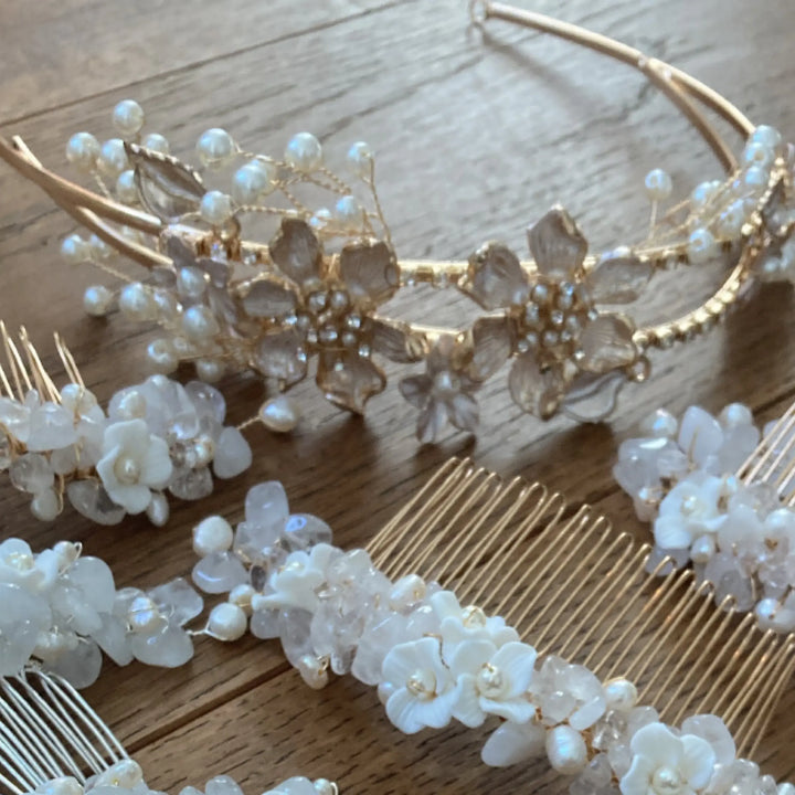 Hestia Tiara - bijoux pour cheveux de mariée SallyJaneBridal