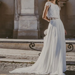 Jupe de mariée Raquel SD18T – mousseline – longue traîne
