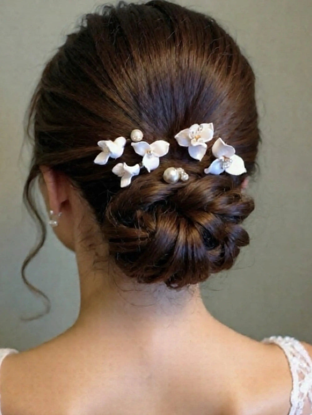 LOT DE 6 ÉPINGLES À CHEVEUX MARIÉE FLEURS ET PERLES PLAQUÉ OR HP0424 G.Westerleigh