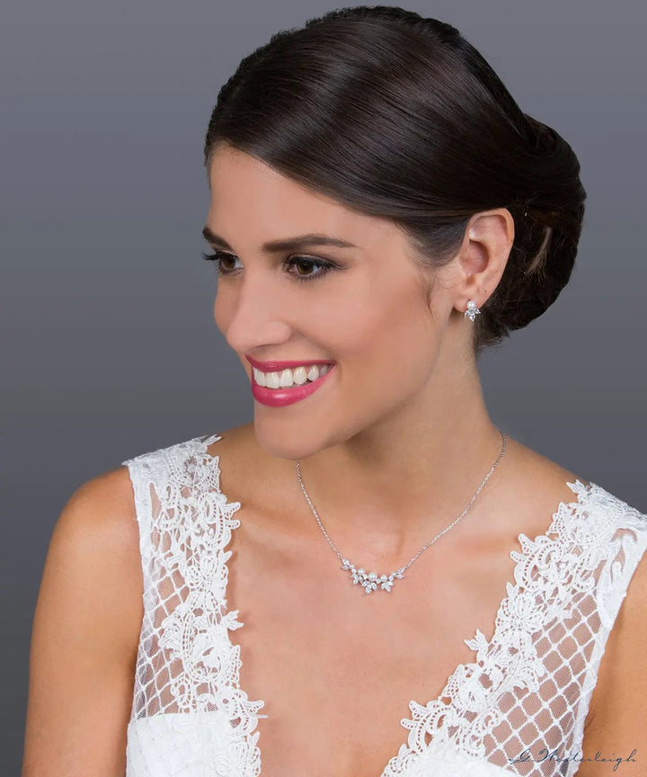 PARURE DE BIJOUX DE MARIÉE DZ0509S– COLLIER ET BOUCLES PLAQUÉS RHODIUM G.westerleiigh
