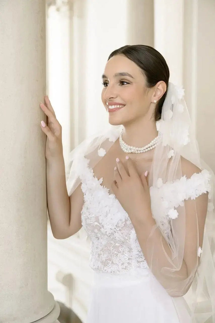 PARURE DE BIJOUX DE MARIÉE NS002 – CHOKER EN PERLES RAS DU COU ET BOUCLES D’OREILLES G.Westerleigh