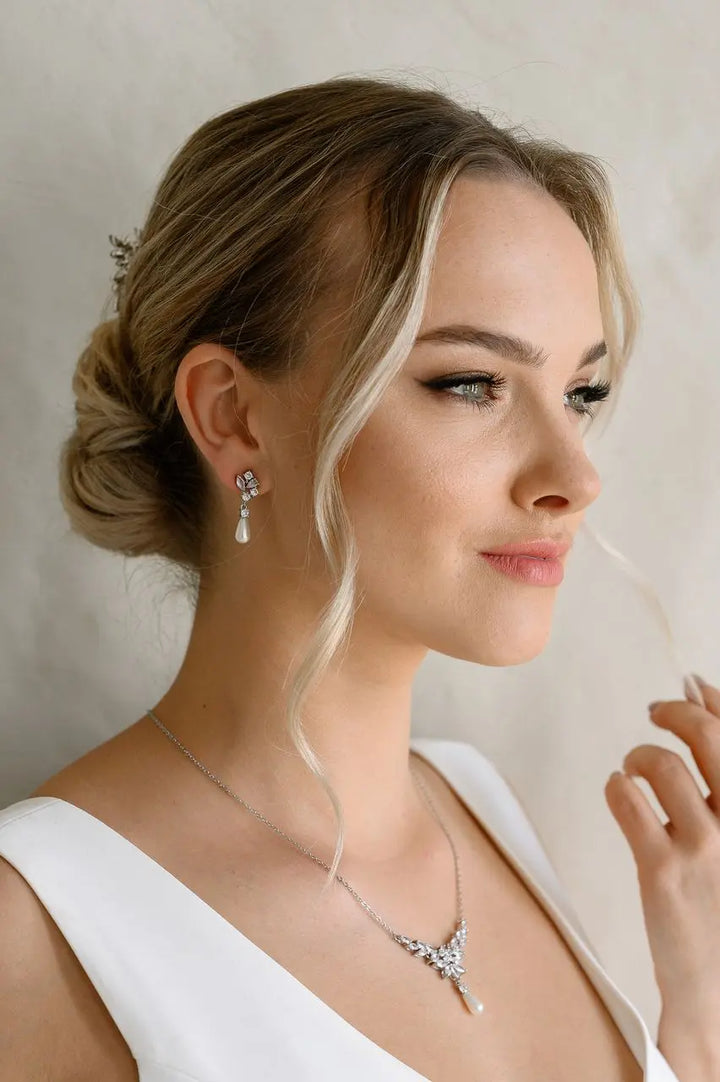 PARURE MARIAGE CRISTAUX ZIRCONS & PERLES JS1019 G.Westerleigh