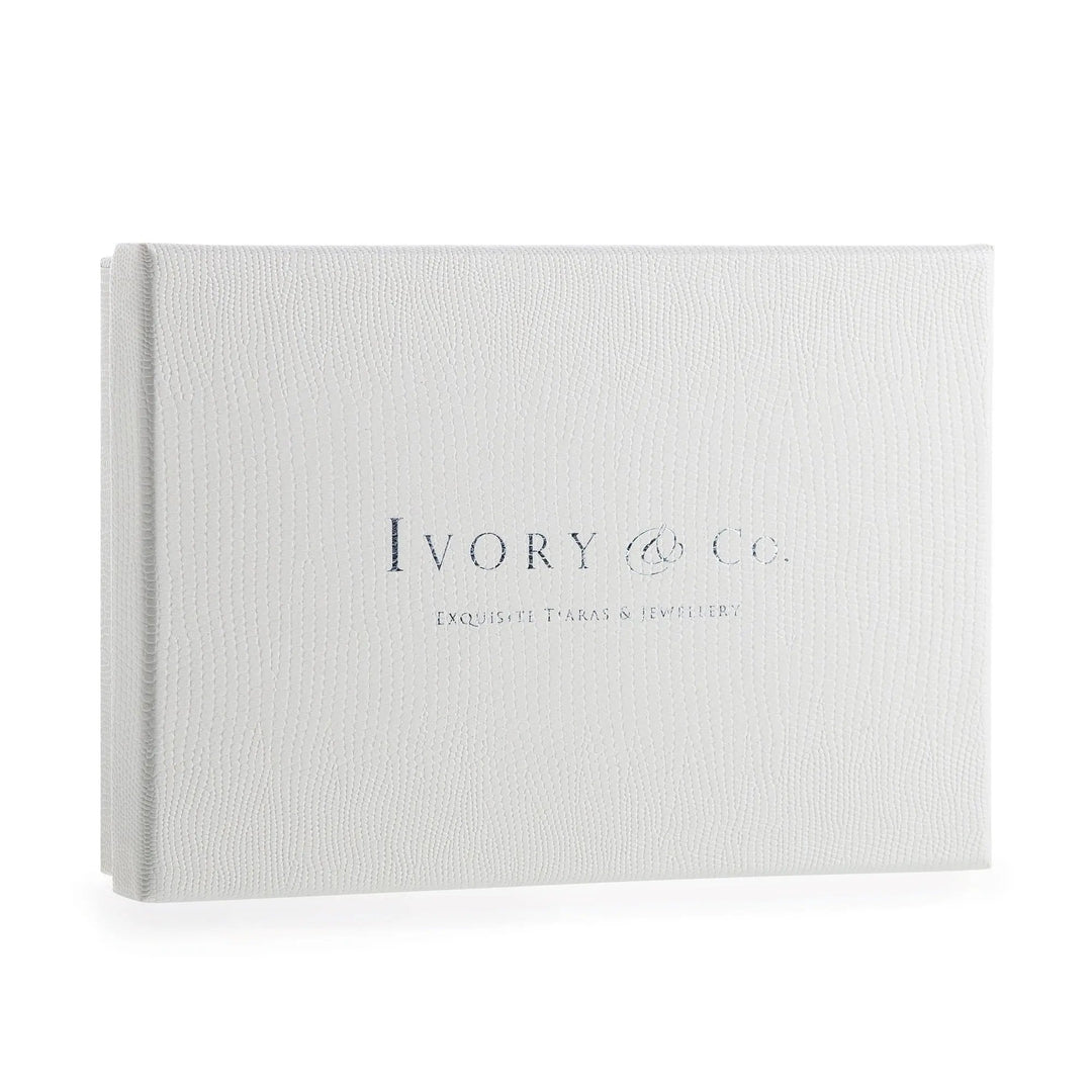 PINCE À CHEVEUX ARGENTÉE FORGET ME NOT – FLEURS ÉMAILLÉES ET CRISTAUX OPALESCENTS Ivory and co