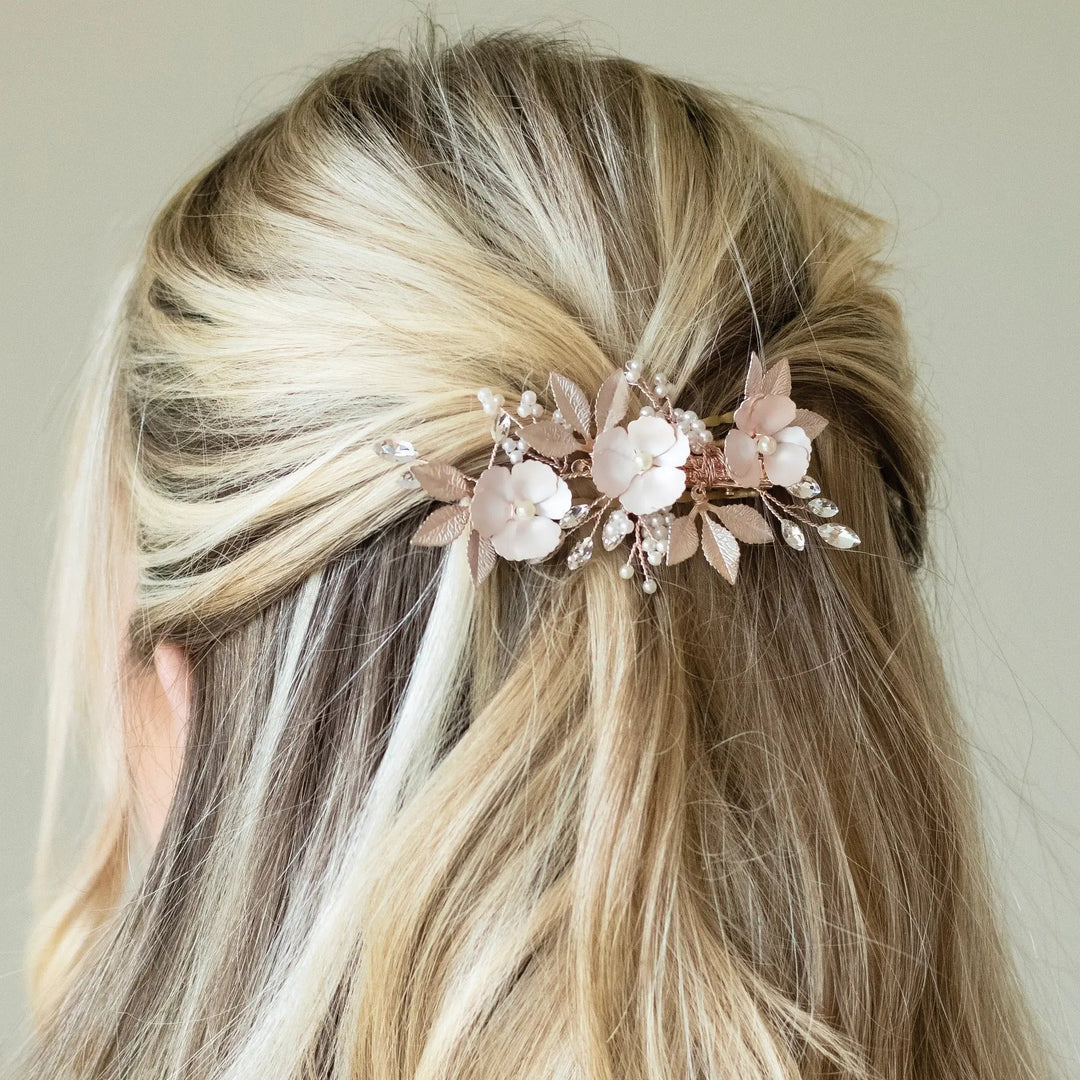 PINCE À CHEVEUX FLORALE GARDENIA Ivory and co