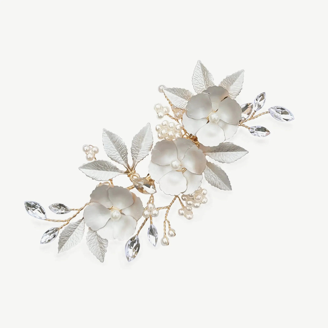 PINCE À CHEVEUX FLORALE GARDENIA Ivory and co