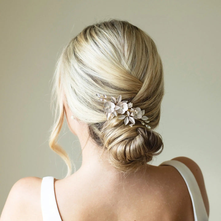 PINCE À CHEVEUX FLORALE GARDENIA Ivory and co