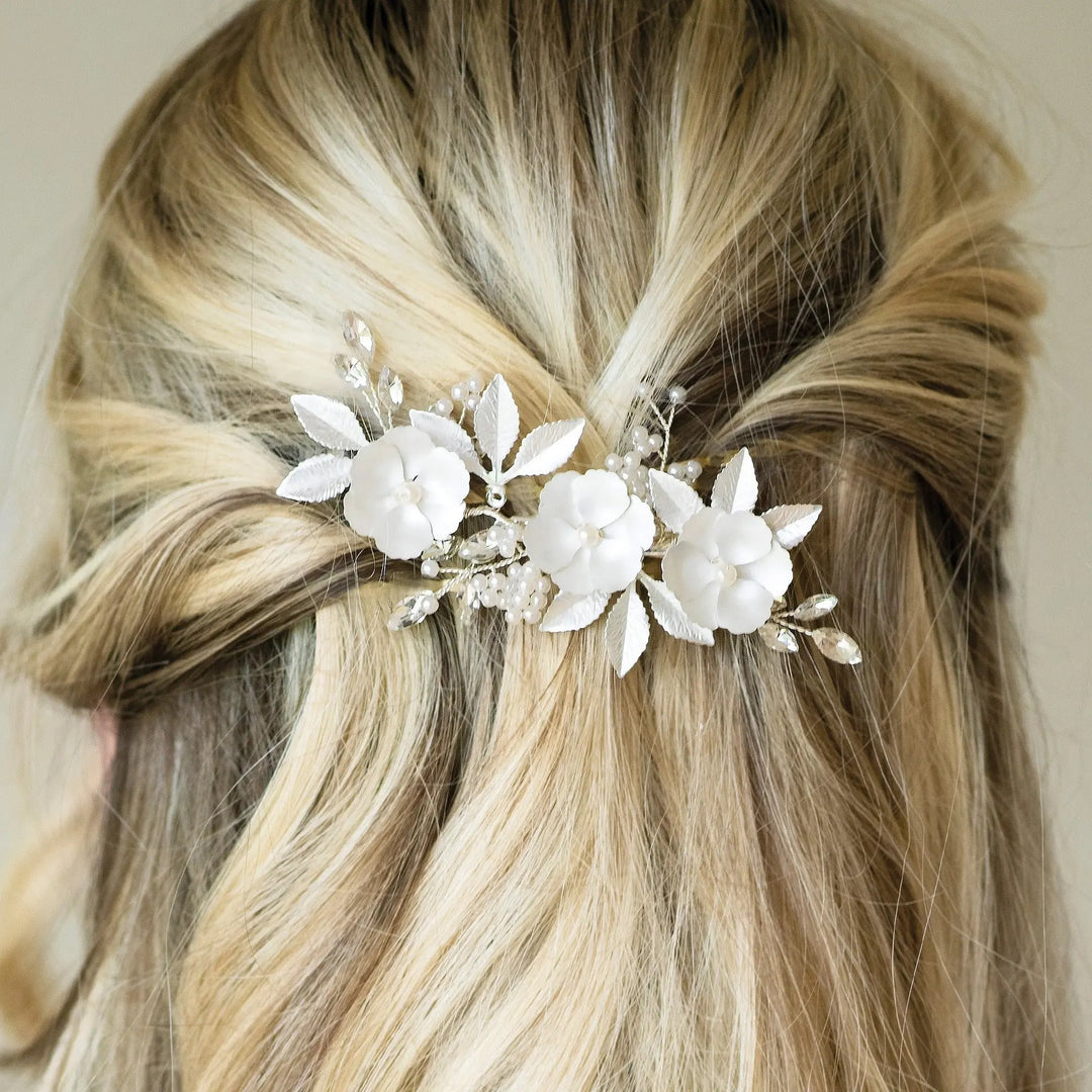 PINCE À CHEVEUX FLORALE GARDENIA Ivory and co