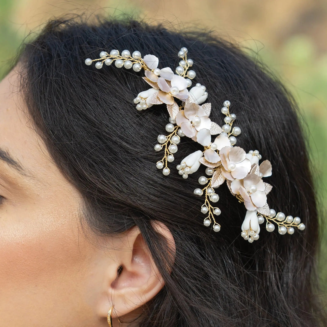 PINCE À CHEVEUX FLORALE RÊVE DE PRINTEMPS Ivory and co