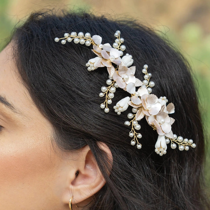 PINCE À CHEVEUX FLORALE RÊVE DE PRINTEMPS Ivory and co