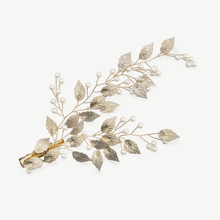 PINCE À CHEVEUX MARIAGE SUMMER BREEZE EN FEUILLES ET PERLES Ivory and co