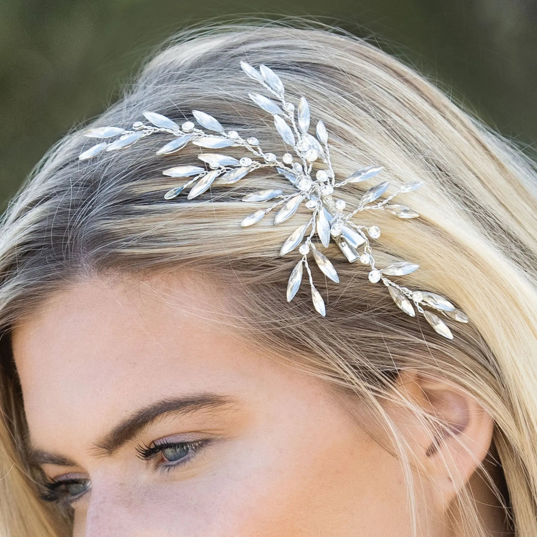 PINCE À CHEVEUX MARIAGE WINTERSWEET EN CRISTAUX ARGENTÉS Ivory and co