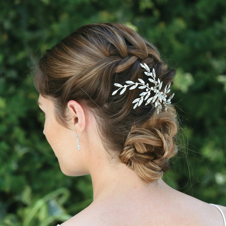 PINCE À CHEVEUX MARIAGE WINTERSWEET EN CRISTAUX ARGENTÉS Ivory and co