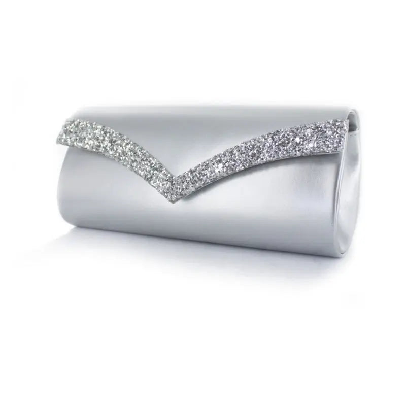 POCHETTE MARIÉE TINA ARGENT ET PAILLETTES WHITE LADY