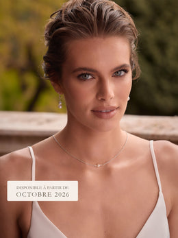 Parure de mariée N52 – collier devant-dos et boucles d'oreilles – perles argent