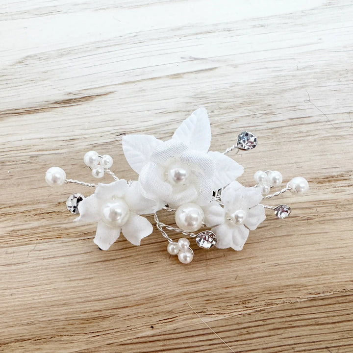 REMONE TRAINE FLEURS PERLES ET STRASS Y080 Bianco Evento