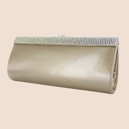 Sac de mariage Lena – cuir verni doré et strass