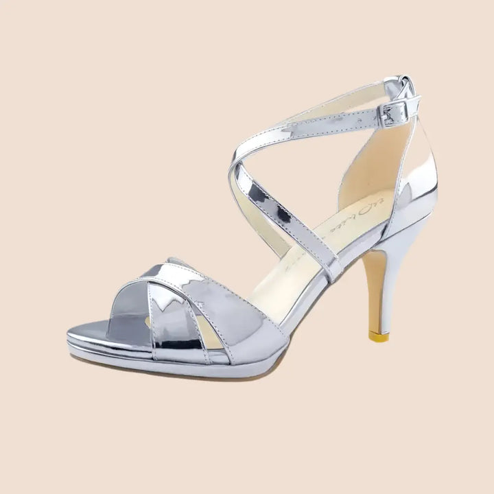 SANDALES CUIR MIROIR ARGENT FALAISE white lady