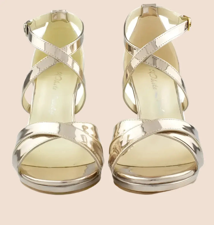 SANDALES CUIR MIROIR DORÉE FALAISE white lady