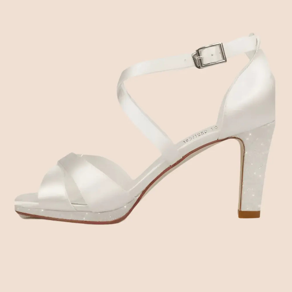 SANDALES MARIAGE SATIN ET PAILLETTES SANARY White Lady