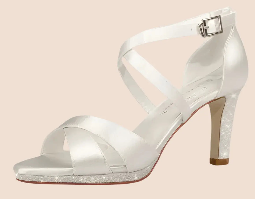 SANDALES MARIAGE SATIN ET PAILLETTES SANARY White Lady