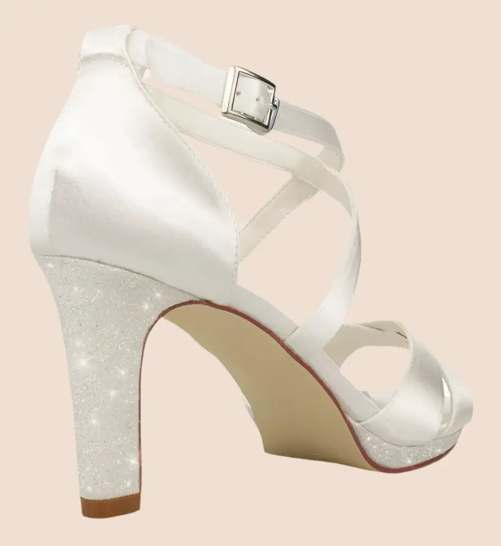 SANDALES MARIAGE SATIN ET PAILLETTES SANARY White Lady