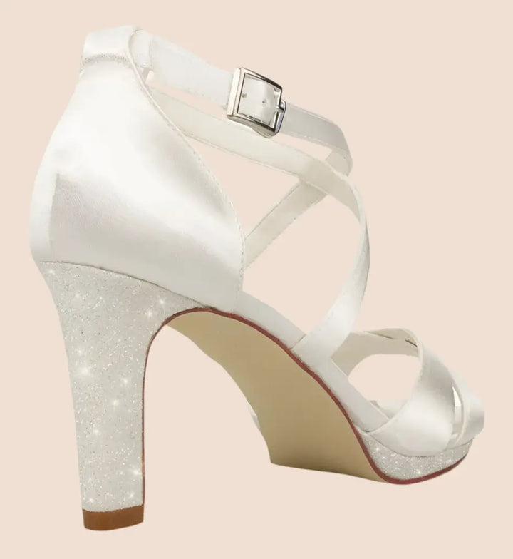 SANDALES MARIAGE SATIN ET PAILLETTES SANARY White Lady