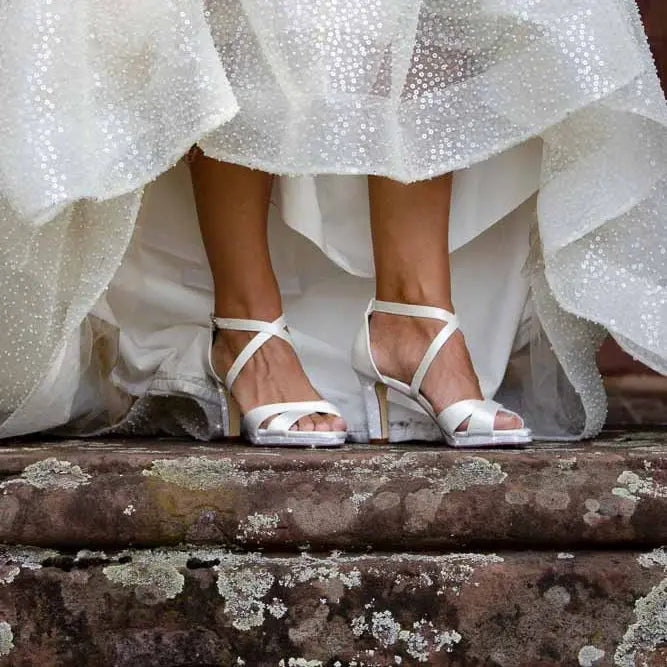 SANDALES MARIAGE SATIN ET PAILLETTES SANARY - Mas Accessoires