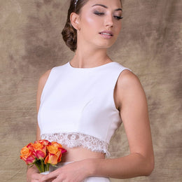 Top de mariée Fabia B79 – crêpe – bordure dentelle