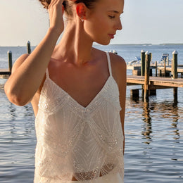 Top de mariée Oasis BK139 – dentelle scintillante – fines bretelles