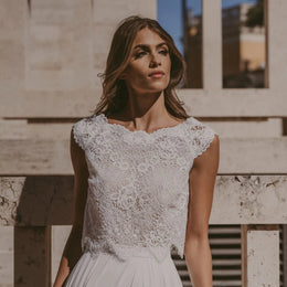 Top de mariée Rhianna BK102 – dentelle française – encolure bateau