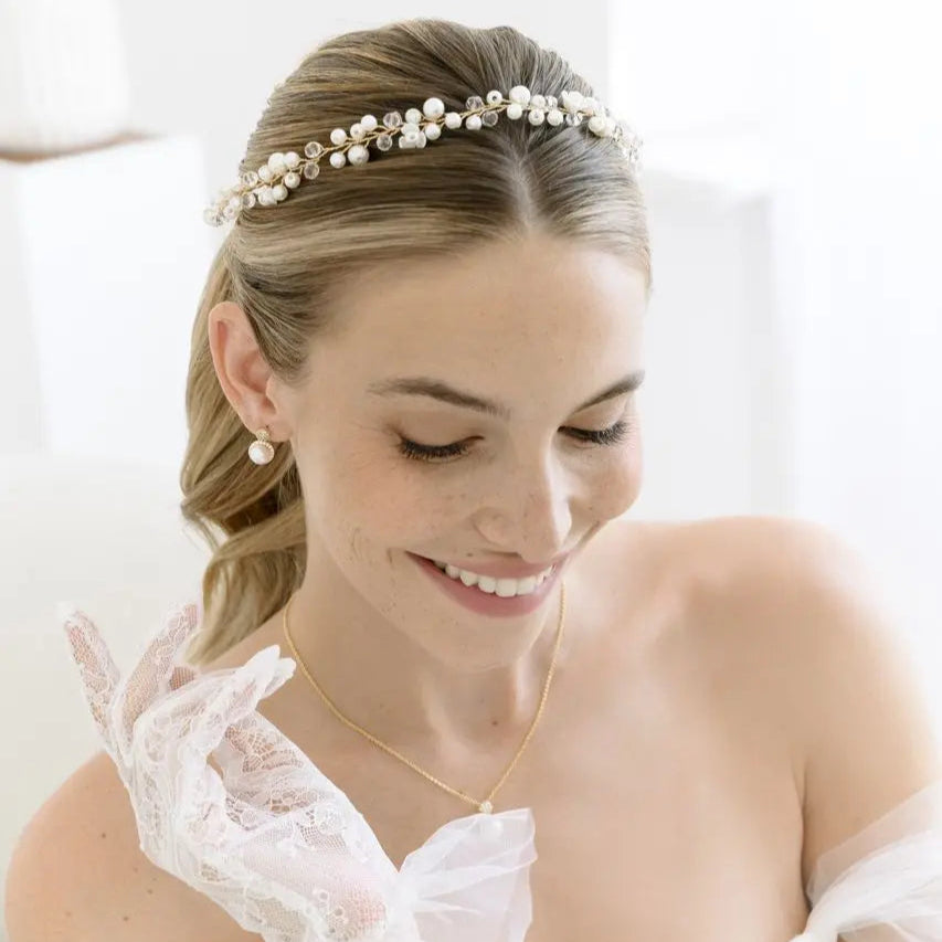 VIGNE CHEVEUX MARIÉE PERLES ET PETITES FLEURS HB0419 G.Westerleigh