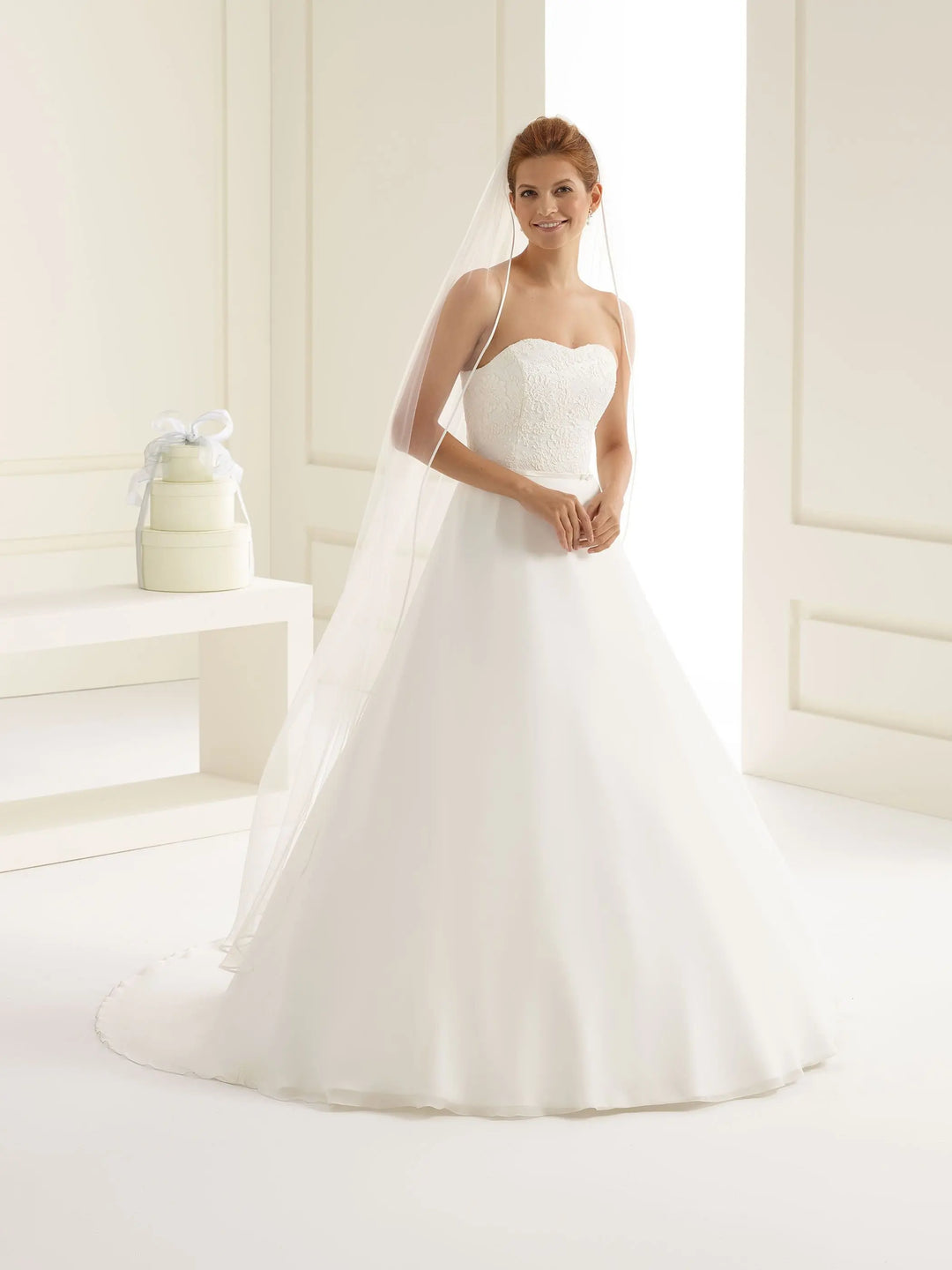 VOILE DE MARIÉE BIAIS DE SATIN LONGUEUR 170 CM S128 Bianco Evento