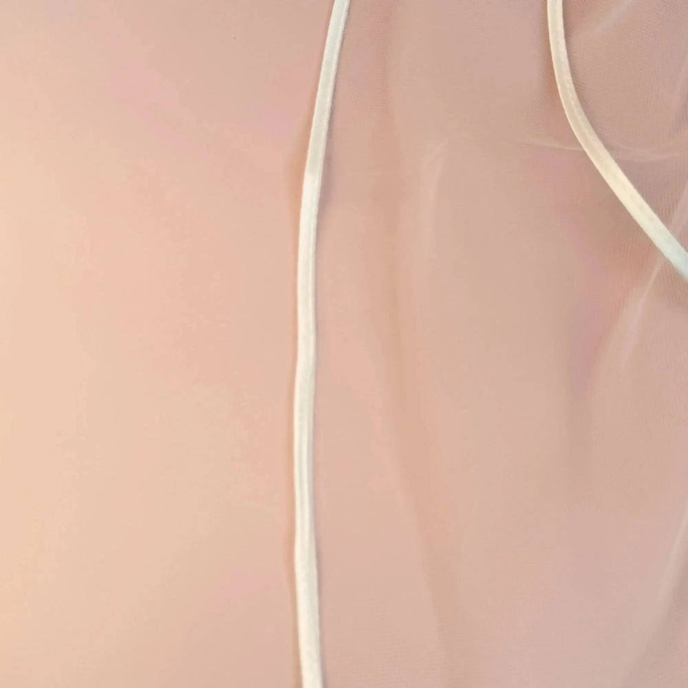 VOILE DE MARIÉE COURT BORDURE FINE SATIN S6 Bianco Evento